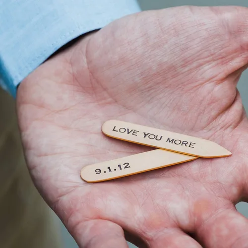Miniatura 5 de Bronze Collar Stays For Dad, Father's Day Present, Personalized Engraved Custom Message