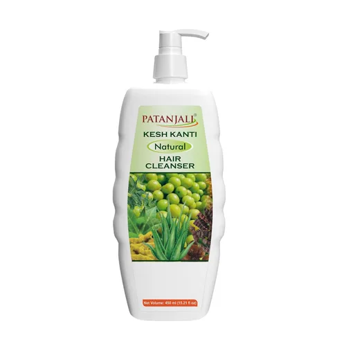 patanjali Kesh Kanti Champú natural de 15.21 onzas líquidas | Limpiador ayurvédico de hierbas con amla, shikakai, neem y aloe vera | Limpia