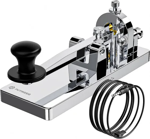Miniatura 6 de Putikeeg CW Telegraph Key - Llave clásica de código morse de acero inoxidable resistente, radioaficionado de onda corta, oscilador de práctica