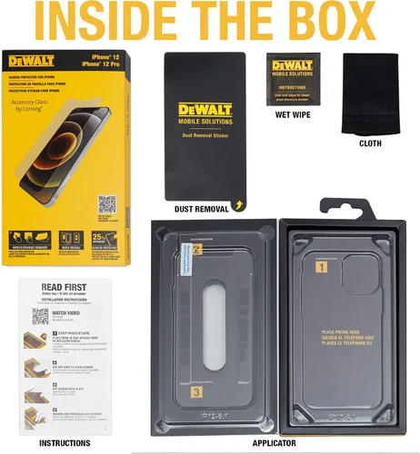 Miniatura 7 de DEWALT Protector de pantalla de cristal para iPhone 12 Pro Max - Protector de pantalla de vidrio templado compatible con Apple - Protección