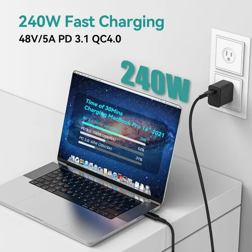 Miniatura 3 de [Sincronización de datos de 80 Gbps] Compatible con cable Thunderbolt 5, cable USB C de alta velocidad compatible con carga de 240 W y pantalla
