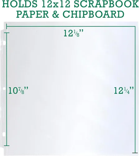 Miniatura 2 de Samsill Páginas de repuesto para álbumes de recortes de 12 x 12 pulgadas, paquete de 50, se adapta a carpetas de 3 anillos y álbumes de fotos de 12