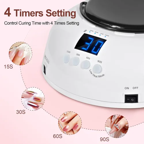 Miniatura 3 de Lámpara de uñas profesional recargable de 96 W UV LED, secadora de uñas inalámbrica con 4 ajustes de temporizador, sensor inteligente, base de metal