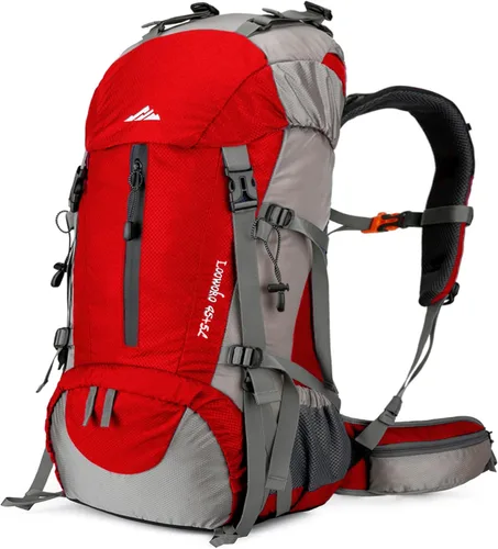 Mochila Loowoko de 50 l para senderismo, impermeable, con cubierta para la lluvia, mochila esencial para acampar, mochila ligera de 45 + 5 litros