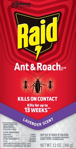 Miniatura 12 de Raid Ant & Roach Killer Spray para insectos listados, mantiene matando durante 13 semanas, aroma a lavanda, 12 onzas