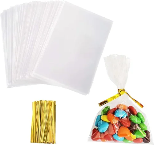 Miniatura 8 de Yotelab Bolsas de celofán, bolsas de celofán transparente de 4 x 9 pulgadas con lazos giratorios, 100