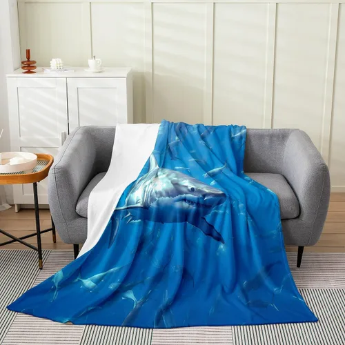 Miniatura 11 de Erosebridal Hammerhead Shark Flannel Blanket 40x50 Marine Life Fuzzy Plush Throw for Sofa Couch Hammerhead Shark Lover Gifts Ocean Sealife Fleece
