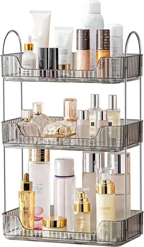 Miniatura 12 de Bandeja organizadora transparente para tocador, 1 nivel para encimera de baño, cuidado de la piel y maquillaje, artículos de tocador, lociones