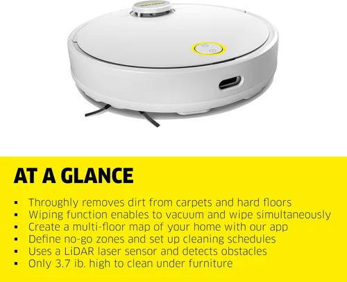Miniatura 3 de Kärcher Robot aspirador RCV 3 con función de trapeador de 2500 Pa- Control remoto a través de la aplicación, navegación láser LiDar - mapeo