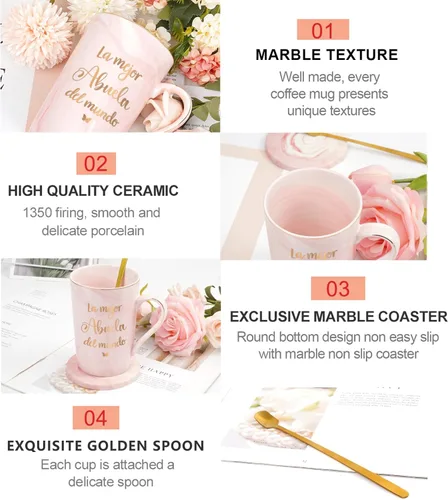 Miniatura 6 de Maustic Abuela Abuelo Regalos en español, Las Mejores Tazas de Café de Abuela y Abuelo, Tazas de Café de la Mejor Abuela y Abuelo del Mundo, Regalos
