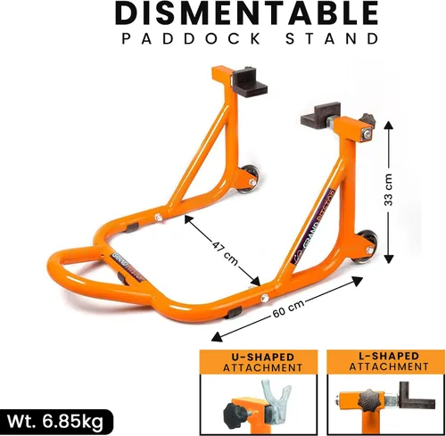 Miniatura 4 de GRAND PITSTOP Soporte para motocicleta, soporte de elevación de paddock para rueda trasera con horquilla y bobina de basculante, capacidad