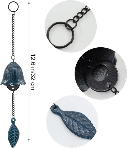 Miniatura 2 de Campanillas de viento de hojas japonesas, pequeño colgante de campana de viento para colgar en el exterior, de hierro fundido, adorno para bendecir
