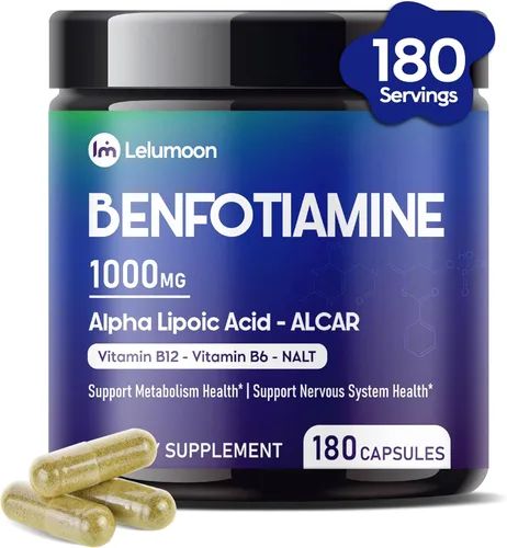 Benfotiamina premium 990 mg con ALA, ALCAR, B12, Citicolina y NALT – Apoya el metabolismo energético y la función nerviosa – 180 cápsulas