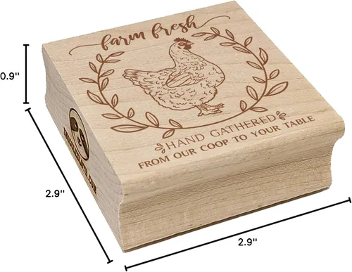 Miniatura 8 de Huevos de gallina recolectados a mano de Farm Fresh de Our Coop to Your Table Sello de goma cuadrado para estampado de manualidades, 2.75 pulgadas