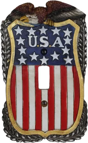 Miniatura 9 de Ebros Gift Juego de 2 placas de pared rústicas patrióticas occidentales con águila calva en la bandera de Estados Unidos vintage, bandera de Estados