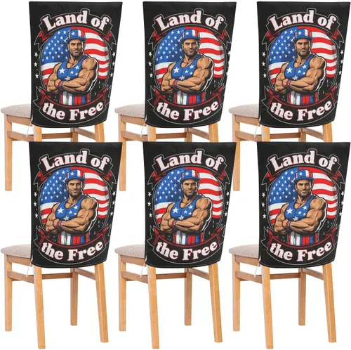 4th of July Independence Day Land of Free Decorative Covers for Chairs for Ceremony Anti-Dust Parson Chair Covers forro para sillas de comedor 6