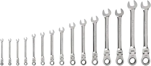 Miniatura 15 de TEKTON Juego de llaves de combinación con cabeza flexible de 12 puntos con organizadores modulares, 19 piezas (6-24 mm) WRC95303