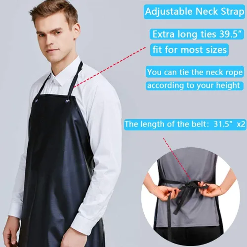 Miniatura 6 de K Y KANGYUN Paquete de 3 delantales de trabajo de vinilo de goma impermeables para hombre, modelo resistente de 43 x 29 pulgadas, ideal para Paquete