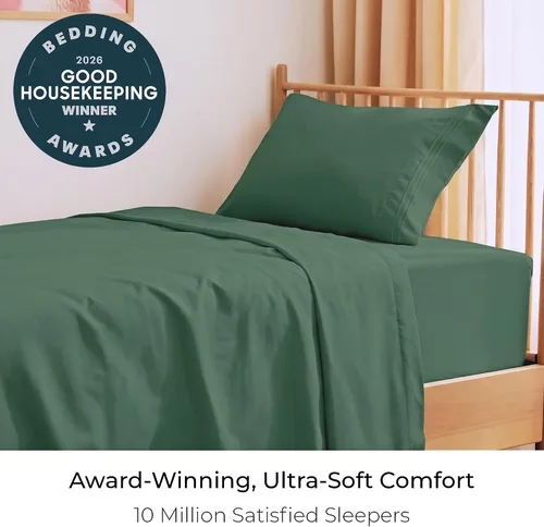 Miniatura 2 de Mellanni Juego de sábanas para cama individual, 3 piezas de la colección icónica, sábanas y fundas de almohada, lujosas y extra suaves, 1448 verde