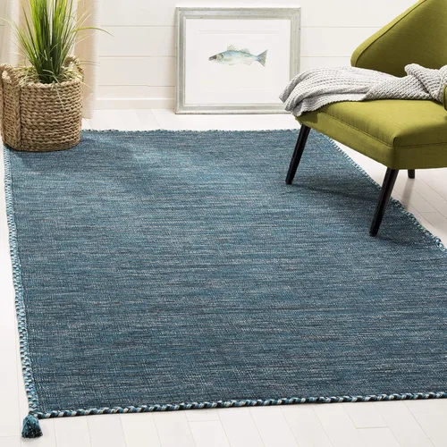 Miniatura 3 de SAFAVIEH - Alfombra decorativa de la colección Montauk, 2 x 3 pies, color beige y negro, tejido plano de algodón hecho a mano con borlas