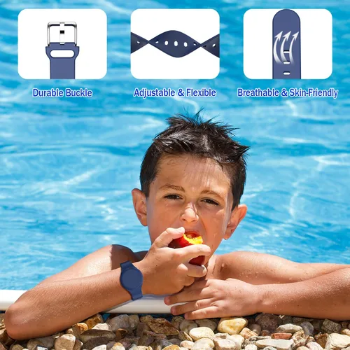 Miniatura 6 de R-fun Resistente al agua para pulseras de Air Tag [Paquete de 2] Compatible con Apple Air Tag Finders con silicona suave, funda protectora Azul