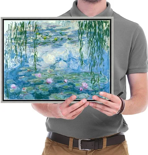 Miniatura 6 de Wieco Art Lienzo enmarcado para pared, impresión de nenúfares de Claude Monet, pinturas de reproducción, lienzo moderno, arte de pared