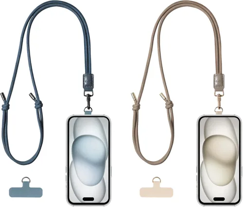 Miniatura 18 de EKAX Cordón para teléfono, 1 correa cruzada personalizable para el cuello, 1 pestaña de piel sintética extraíble, soporte manos libres para Rosa