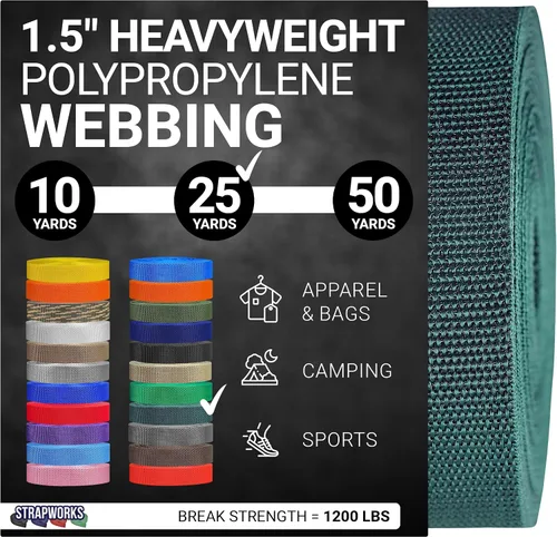 Miniatura 25 de Strapworks Heavyweight Polypropylene Webbing - Heavy Duty Poly Strapping for Outdoor DIY Gear Repair, 1.5 Inches