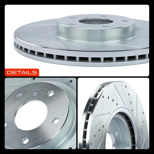 Miniatura 8 de A-Premium 319.6mm (12.58 pulgadas) Rotores de freno de disco perforados y ranurados delanteros Compatibles con modelos seleccionados de Nissan e