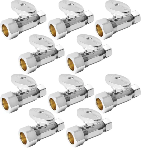 Miniatura 9 de Paquete de 10 Válvulas de Parada de Ángulo, Válvulas de Apagado de Agua de 1/4 Vuelta, Válvulas de Apagado de Fontanería de Entrada de Compresión