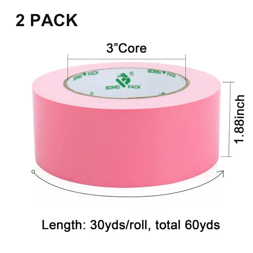 Miniatura 2 de BOMEI PACK Cinta Adhesiva de Color Rosa, Cinta de Conducto Industrial Fuerte y Resistente 9mil x 4.78cm x 27.4m para Embalaje y Reparación