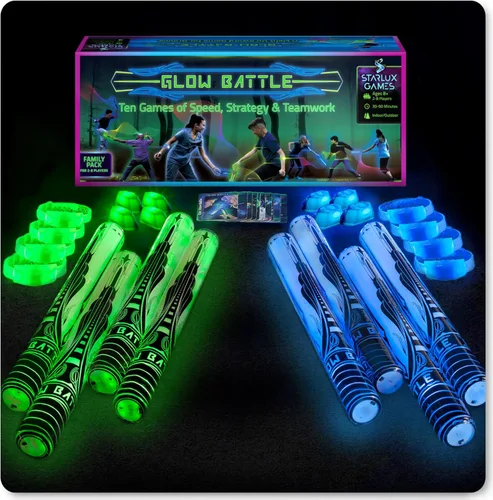 Starlux Games Glow Battle - Paquete Familiar: Un Emocionante Juego de Espadas Brillantes | 2-8 Jugadores, Edad 8+ | Juegos Familiares para Niños y