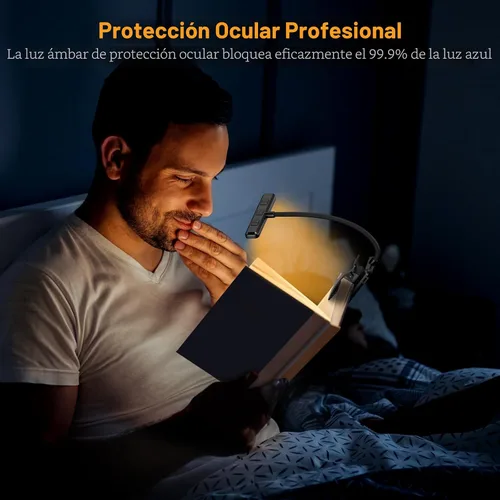 Miniatura 4 de Gritin Luz de Lectura Recargable de 19 LED para Leer en la Cama con Función de Memoria, Cuidado de los Ojos, 3 Temperaturas de Color, Brillo