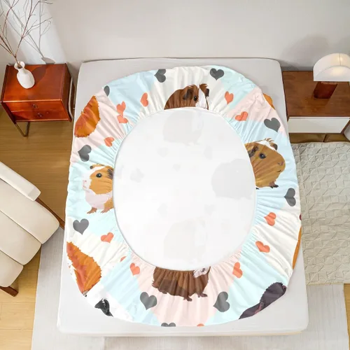 Miniatura 4 de Erosebridal Bonita sábana bajera ajustable de conejillo de indias, tamaño individual, sábanas kawaii con diseño de ratón para niños y niñas, ropa