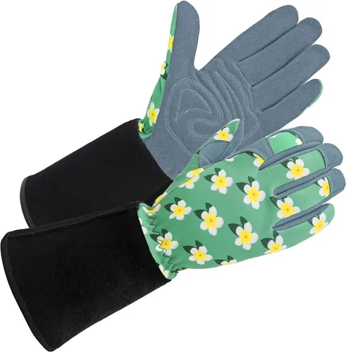 Miniatura 18 de SKYDEER Guantes de jardinería de piel de ciervo genuina para mujer, ultrasuaves y acolchados, ajuste cómodo para el trabajo (SD6611/M)