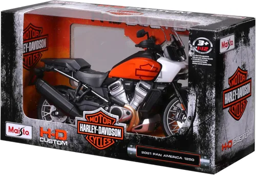 Miniatura 8 de Maisto 1:12 H-D 2021 Pan America, Naranja/Negro/Blanco