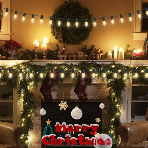 Miniatura 6 de Oviejo - Paquete de 25 bombillas C9 transparentes de repuesto para luces navideñas, lámparas o candelabros - Bombillas C9 de base intermedia E17