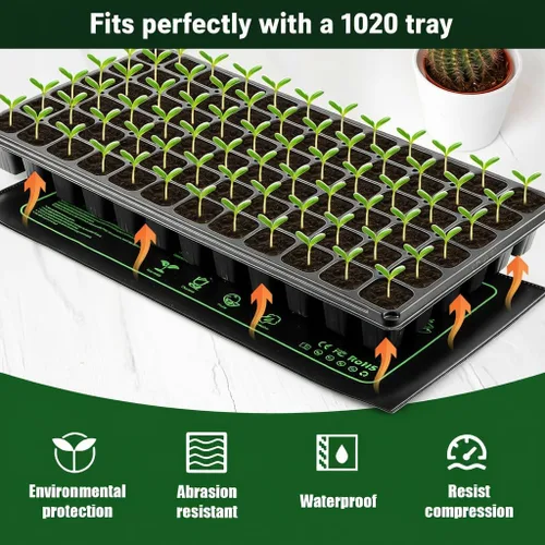 Miniatura 6 de RooTrimmer Paquete de 2 alfombrillas térmicas de grafeno aptas para bandejas de plántulas 1020, tapete térmico impermeable de 20 W para semillas