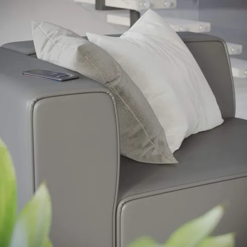 Miniatura 7 de Modway Mingle Sofá seccional de cuero vegano Silla con brazo izquierdo en gris