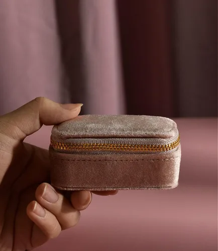Miniatura 3 de TAIMY Mini estuche de viaje de joyería, caja de joyería de viaje pequeña de terciopelo, caja organizadora de viaje portátil para anillos, aretes