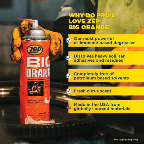 Miniatura 4 de Zep Big Orange 11401 - Aerosol desengrasante cítrico resistente, 15 onzas (paquete de 1) - Limpiador de fuerza industrial que elimina grasa