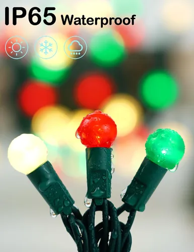 Miniatura 3 de Luces de Navidad para exteriores, 70 luces LED de 24 pies, color rojo, verde, blanco, luz de Navidad con bombillas perladas con certificación UL
