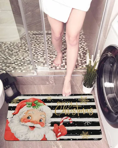 Miniatura 6 de Alfombra de baño de Santa para bañera, antideslizante, de secado rápido y absorbente, tierra de diatomeas, fregadero, cocina, sala de estar, Santa