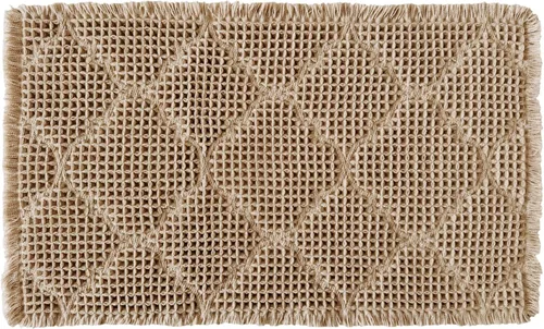 Miniatura 9 de ZALL Tapete de baño de punto gofre, súper absorbente, antideslizante, color marrón, 17 x 24 pulgadas, patrón geométrico de diamante, lavable a