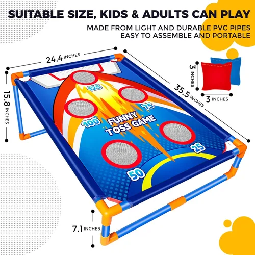Miniatura 3 de Juego de lanzamiento de bolsas de frijoles para actividades al aire libre para niños, juegos de Cornhole para niños y niñas de 3, 4, 5, 6, 7, 8