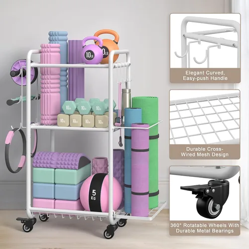 Miniatura 2 de Estante multifuncional de almacenamiento para gimnasio en casa, estante de almacenamiento de esterilla de yoga, estante de pesas para mancuernas