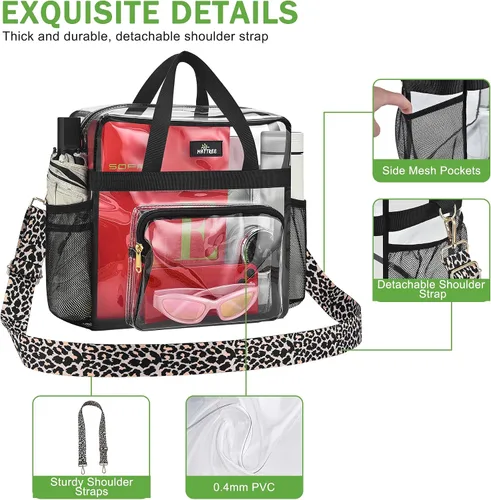 Miniatura 51 de MAY TREE Bolsa transparente para eventos en estadios de 12 x 6 x 12 pulgadas, bolsa de almuerzo transparente con correas reforzadas para trabajo