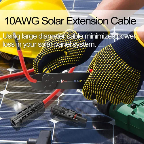 Miniatura 6 de Cable de extensión solar de 6 pies 10 AWG con conector hembra y macho, kit de adaptador de cable de panel solar (6 pies rojo + 6 pies negro)