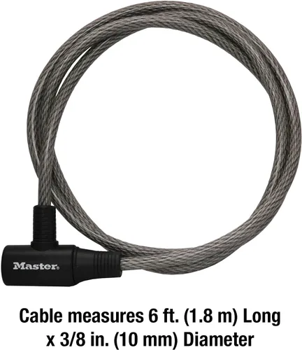 Miniatura 5 de Master Lock Cable Lock, Keyed Bike Lock, 6 ft. Long, 8154DPF