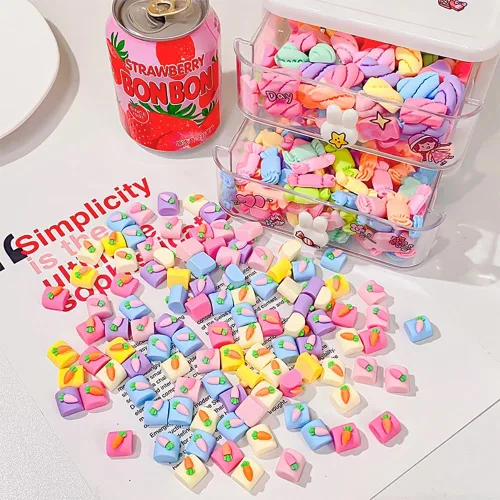 Miniatura 8 de 20 paletas de dulces kawaii, varios adornos de resina con parte trasera plana, suministros para manualidades, álbumes de recortes, decoración
